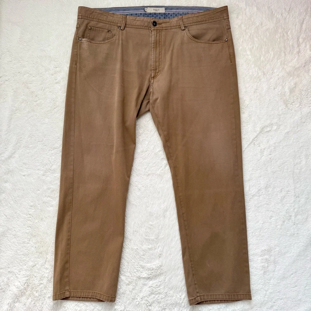 Ballin Pants Men 40x27 British Tan Chino Pima Cotton Modern‎ Fit 5-Pocket Casual